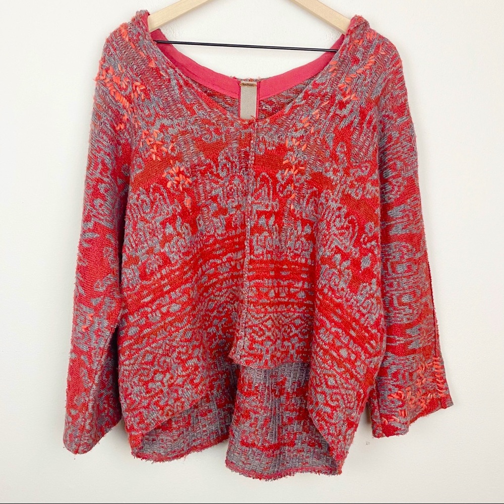 Free People Chunky Knit Sweater Vintage Red M